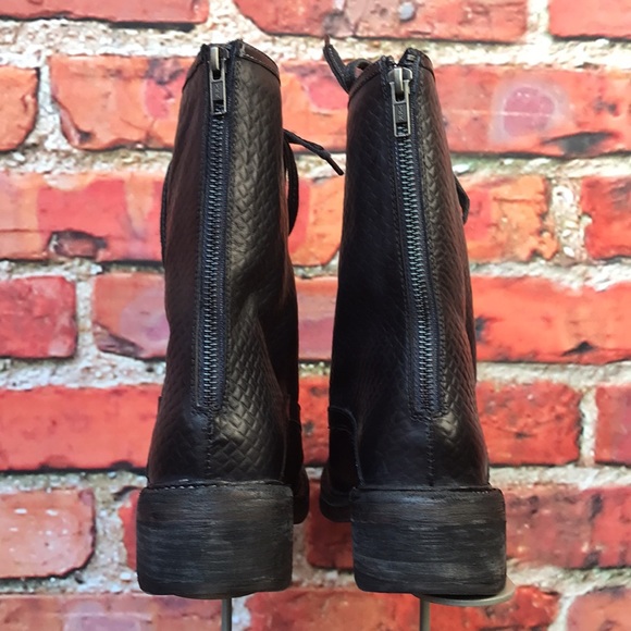 Free People Leather Santa Fe Lace-Up Boot in Black Embossed - Picture 15 of 17